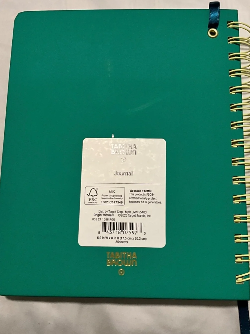 Tabitha Brown x Target Green Spiral Journal - Unused!